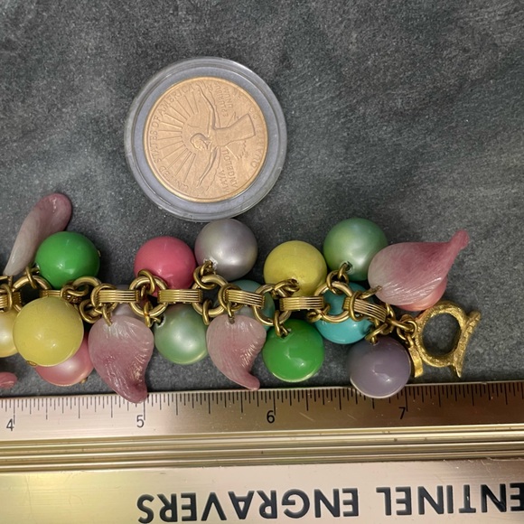 Vintage Alice Caviness Pastel Bauble Gold Bracelet - Picture 5 of 9